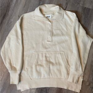 Aerie Cream oversized Half-Button Pullover sweatshirt, women’s size XS NWOT
